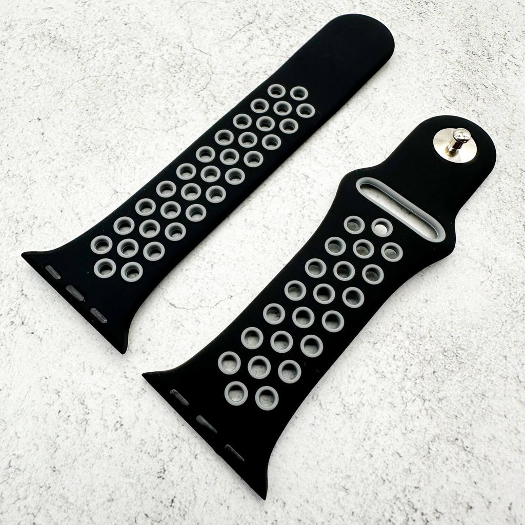 Silicone Sport Watch Strap For Apple Watch | BLACK / GREY