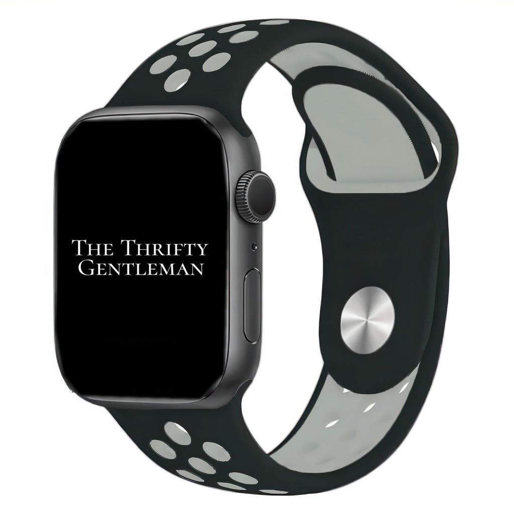 Silicone Sport Watch Strap For Apple Watch | BLACK / GREY