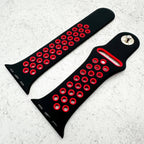 Silicone Sport Watch Strap For Apple Watch | BLACK / RED