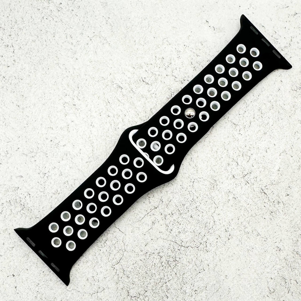Silicone Sport Watch Strap For Apple Watch | BLACK / WHITE