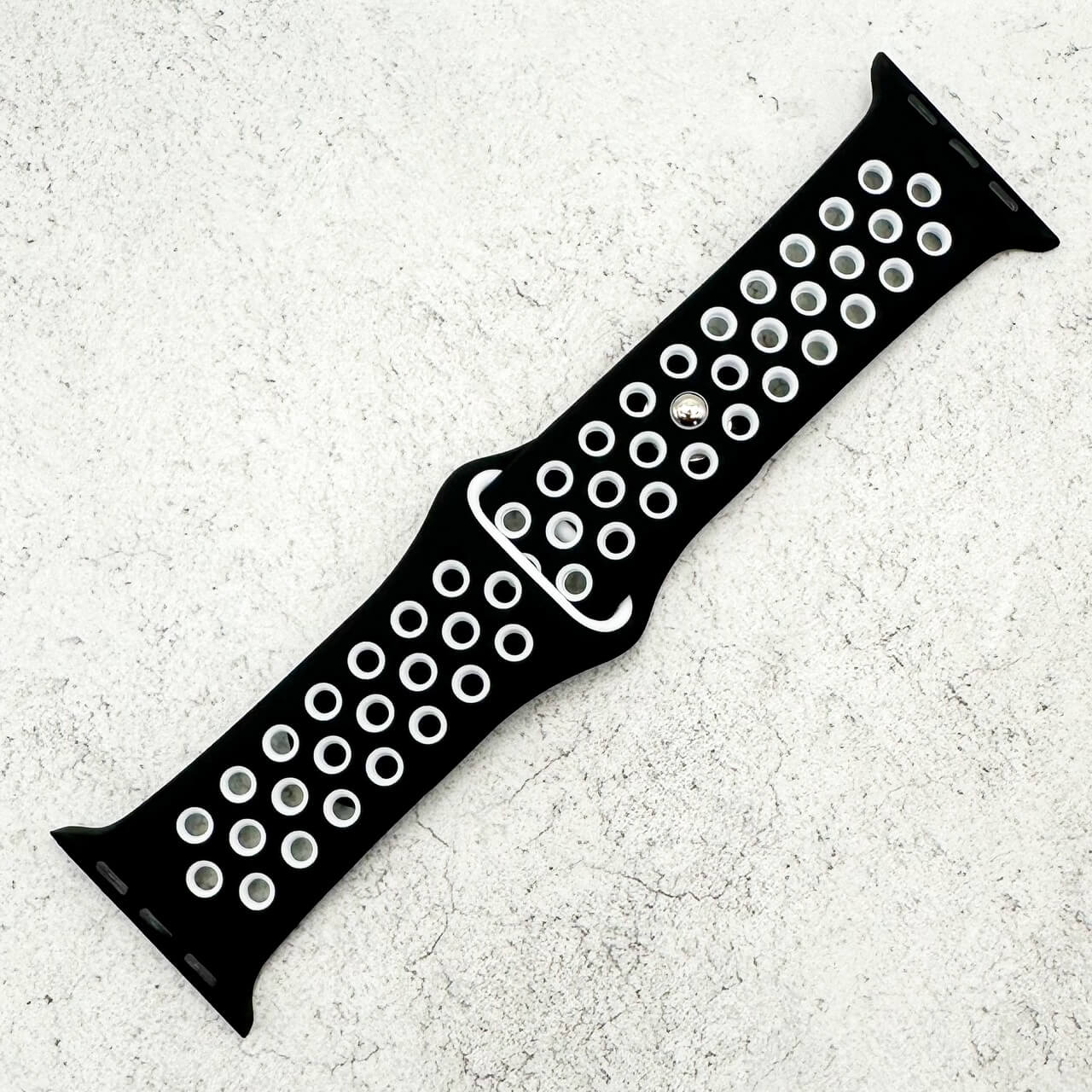 Silicone Sport Watch Strap For Apple Watch | BLACK / WHITE