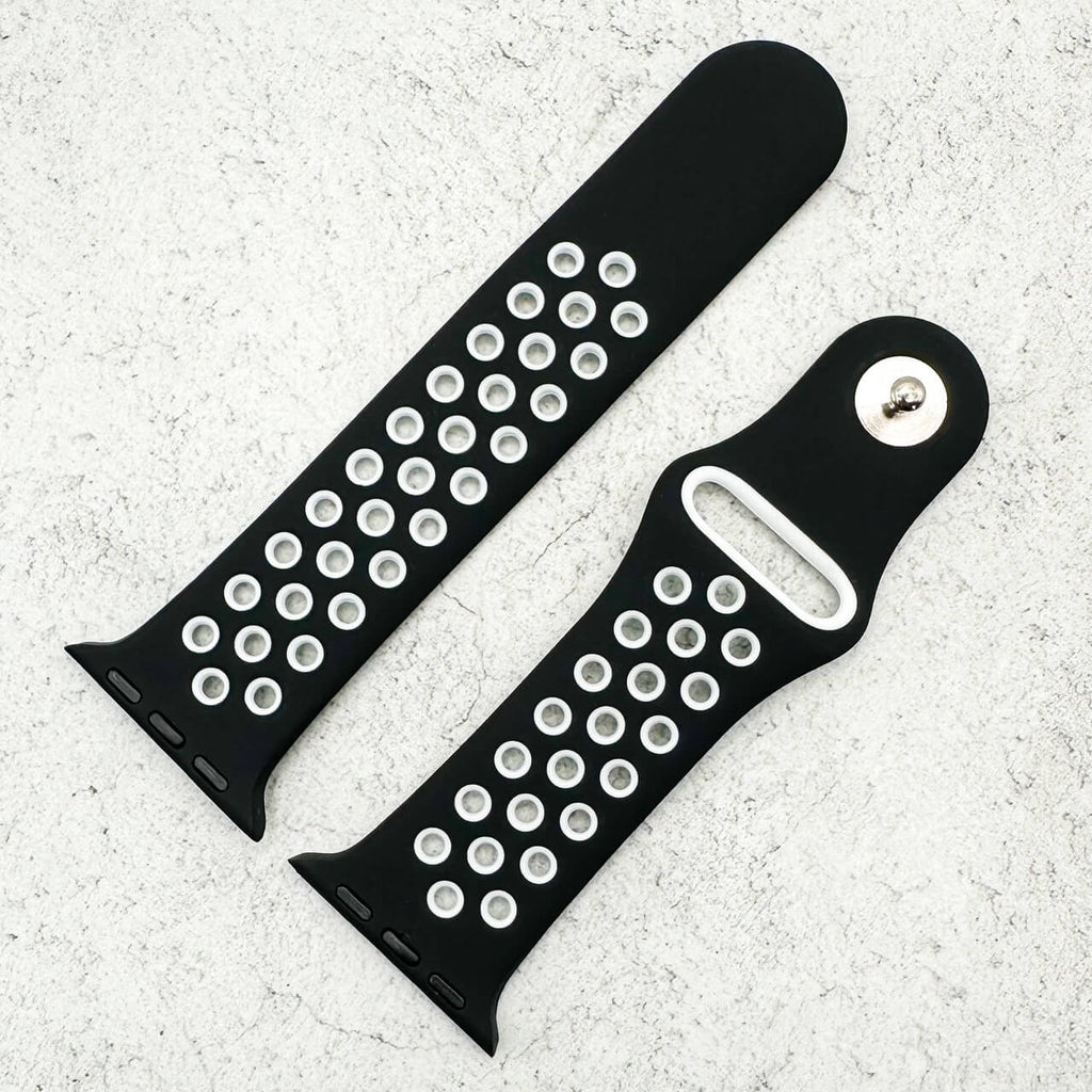 Silicone Sport Watch Strap For Apple Watch | BLACK / WHITE