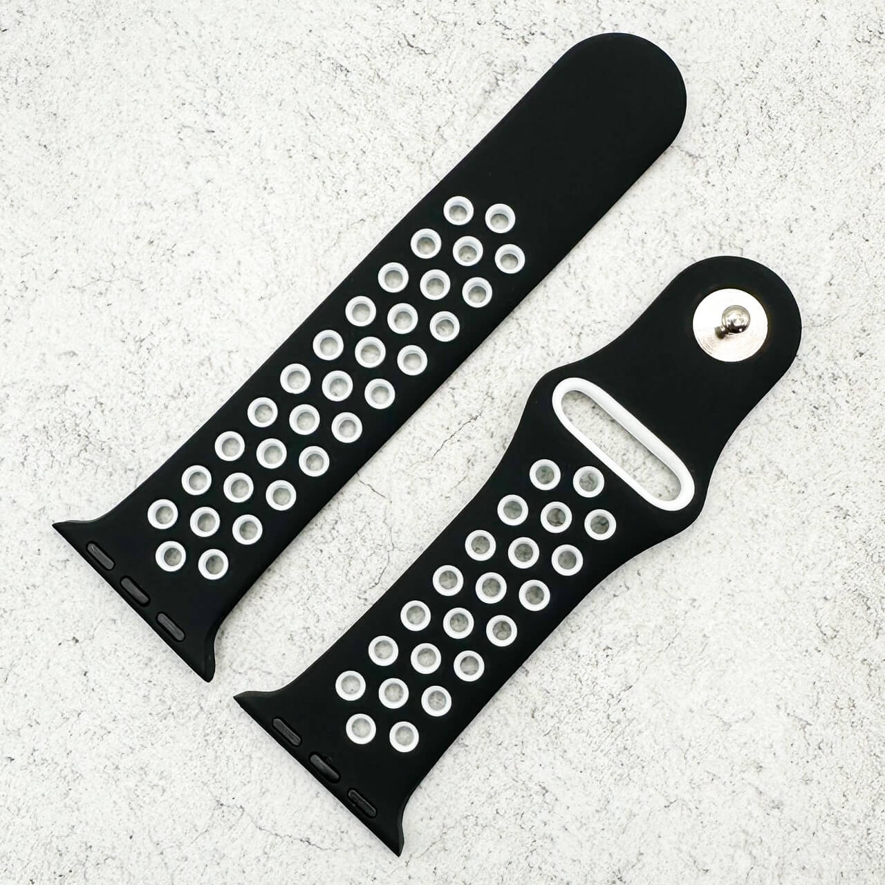 Silicone Sport Watch Strap For Apple Watch | BLACK / WHITE