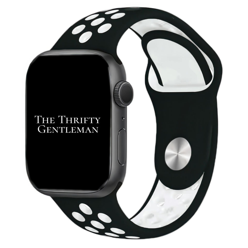 Silicone Sport Watch Strap For Apple Watch | BLACK / WHITE