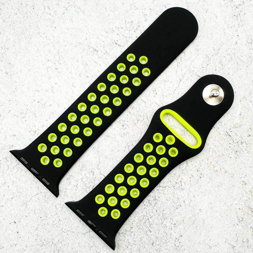 Silicone Sport Watch Strap For Apple Watch | BLACK / YELLOW