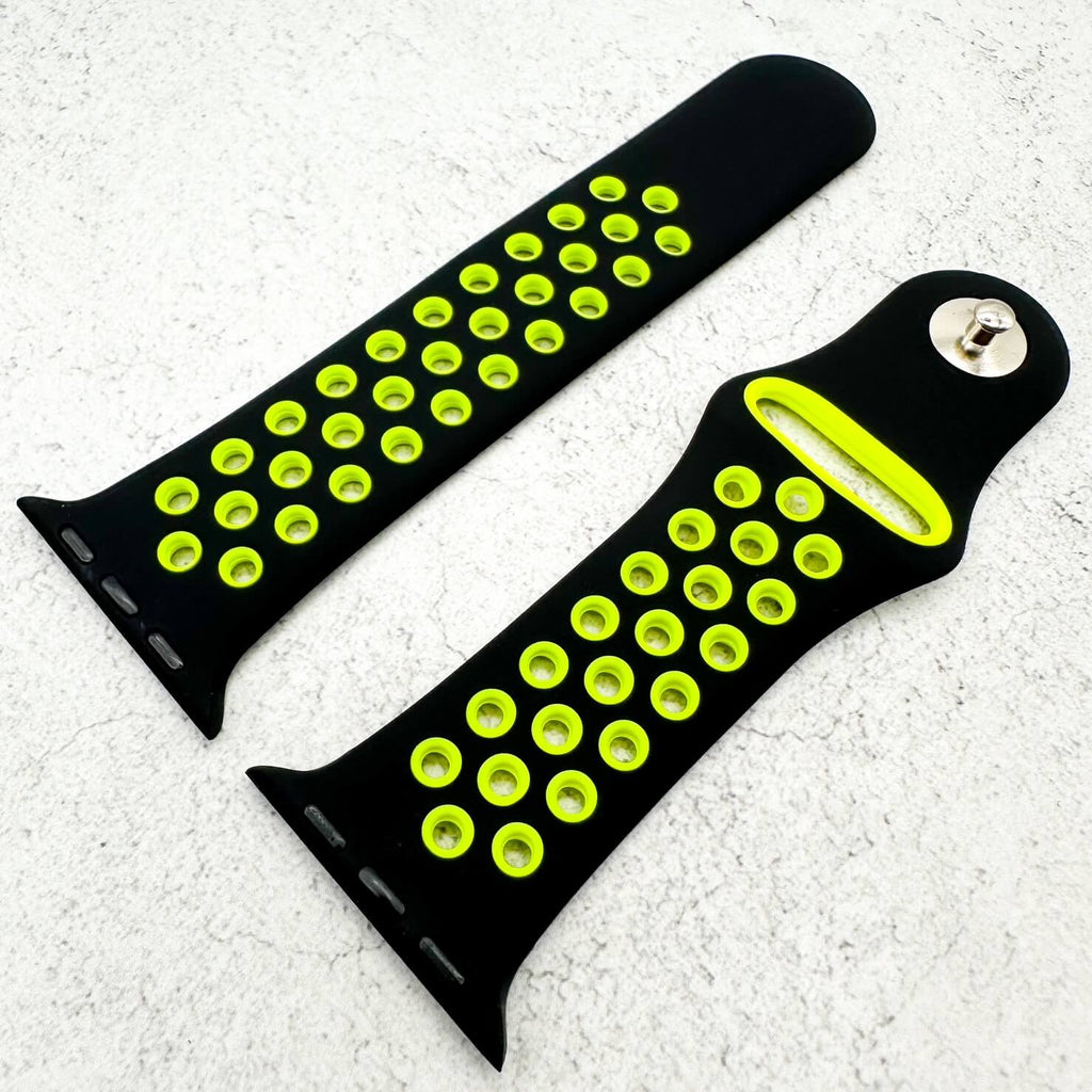 Silicone Sport Watch Strap For Apple Watch | BLACK / YELLOW