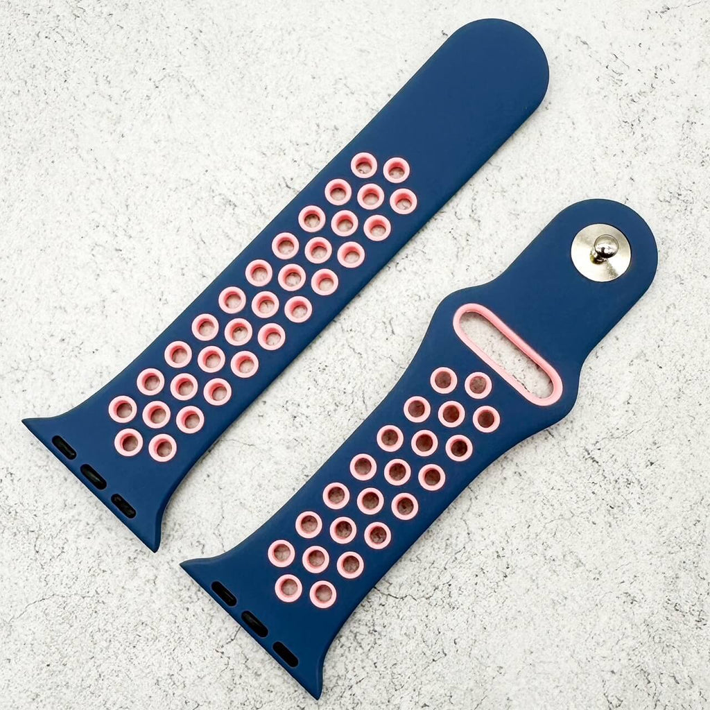 Silicone Sport Watch Strap For Apple Watch | BLUE / PINK