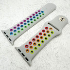 Silicone Sport Watch Strap For Apple Watch | GREY / RAINBOW