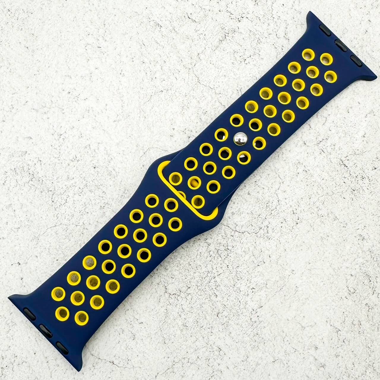 Silicone Sport Watch Strap For Apple Watch | NAVY BLUE / YELLOW