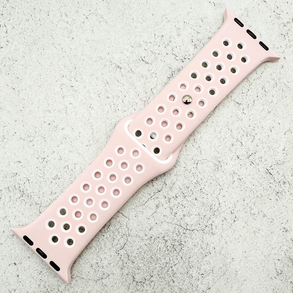 Silicone Sport Watch Strap For Apple Watch | PINK / WHITE
