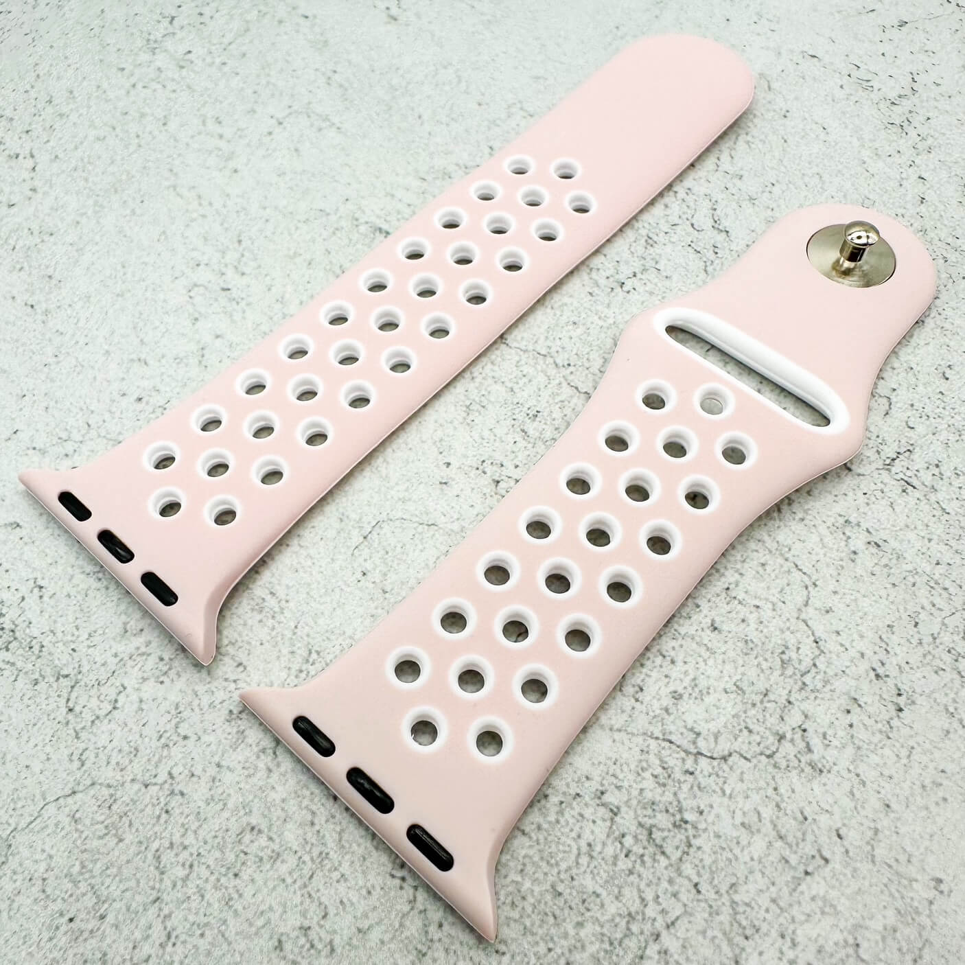 Silicone Sport Watch Strap For Apple Watch | PINK / WHITE