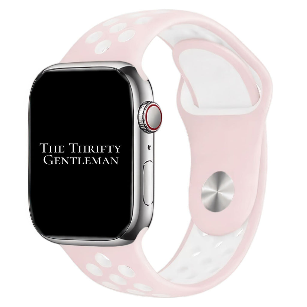 Silicone Sport Watch Strap For Apple Watch | PINK / WHITE