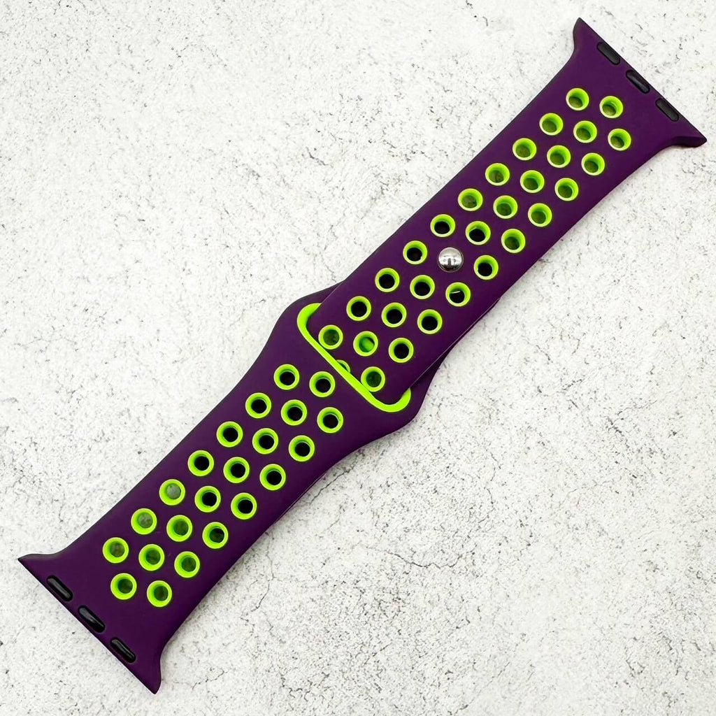 Silicone Sport Watch Strap For Apple Watch | PURPLE / GREEN