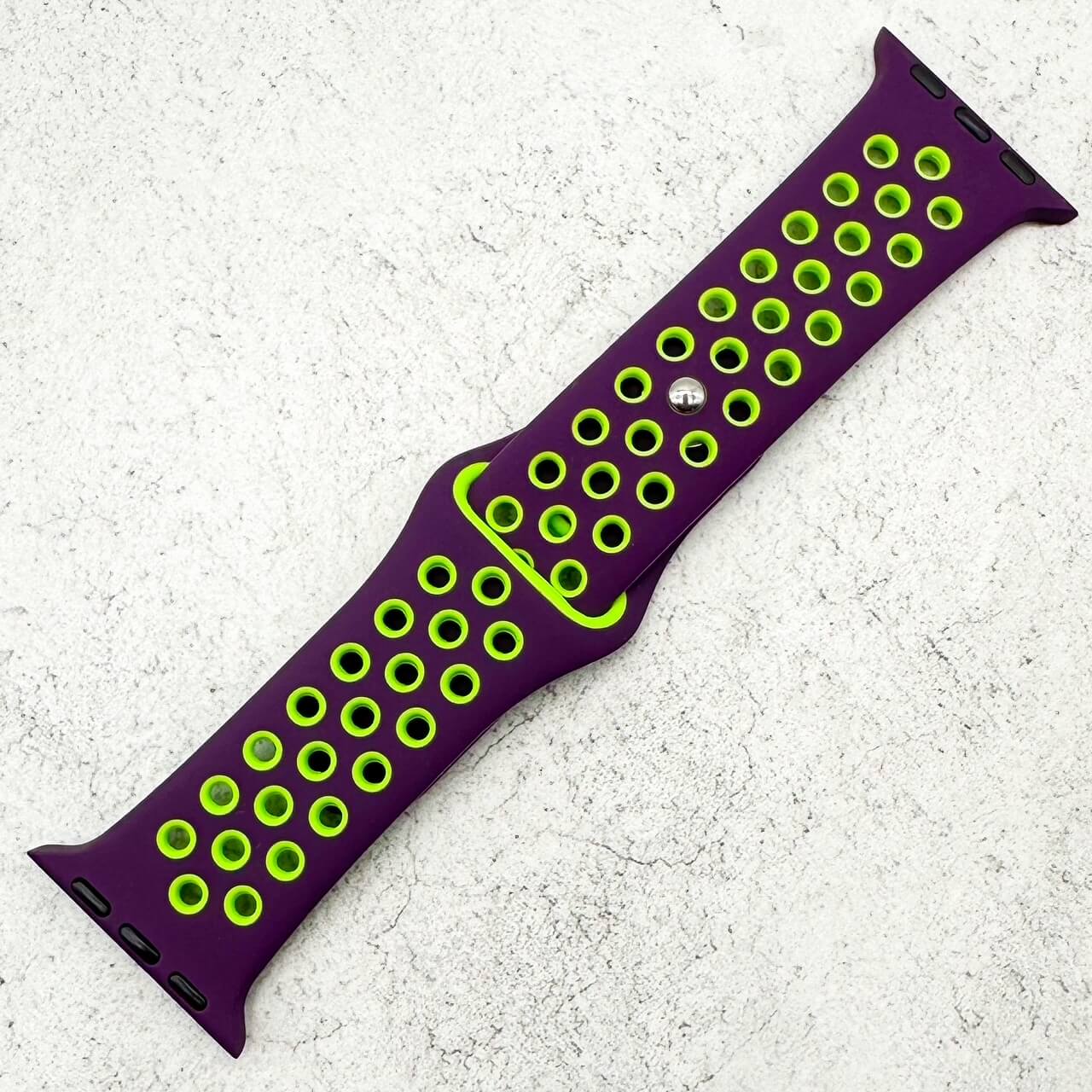 Silicone Sport Watch Strap For Apple Watch | PURPLE / GREEN