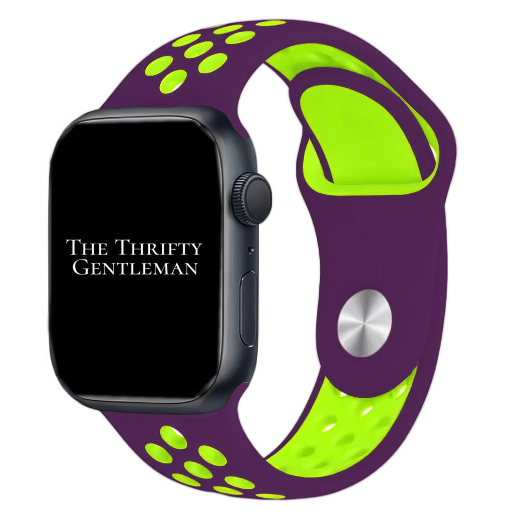 Silicone Sport Watch Strap For Apple Watch | PURPLE / GREEN