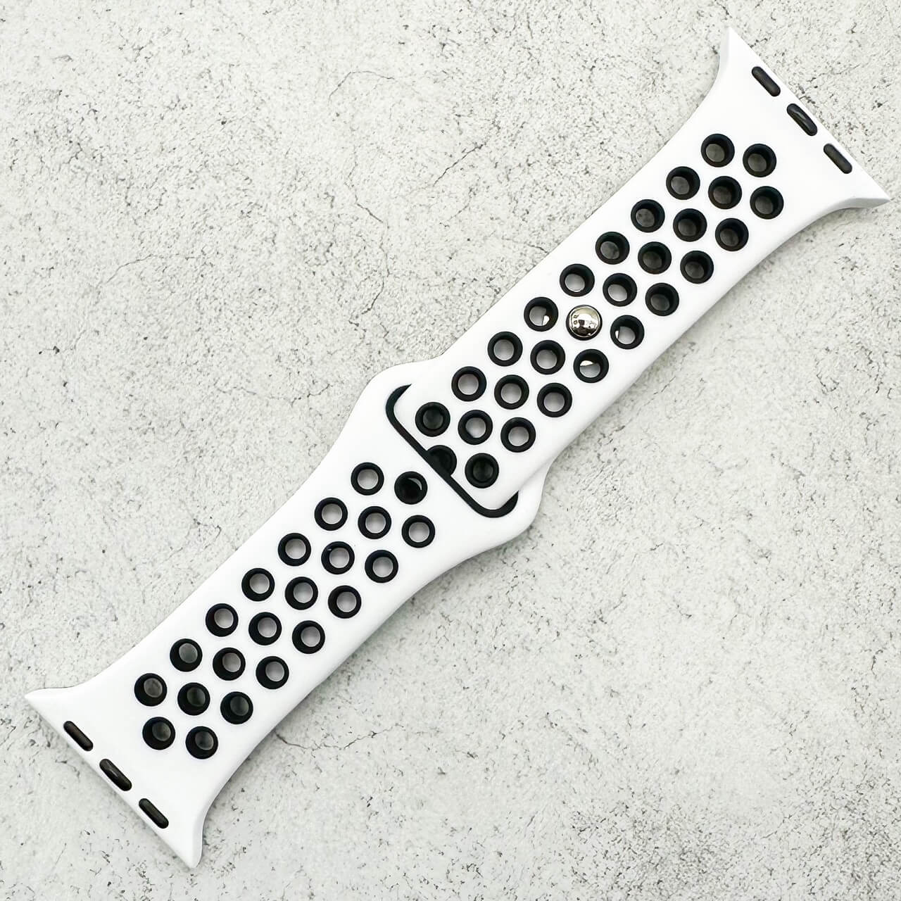 Silicone Sport Watch Strap For Apple Watch | WHITE / BLACK Secondary image