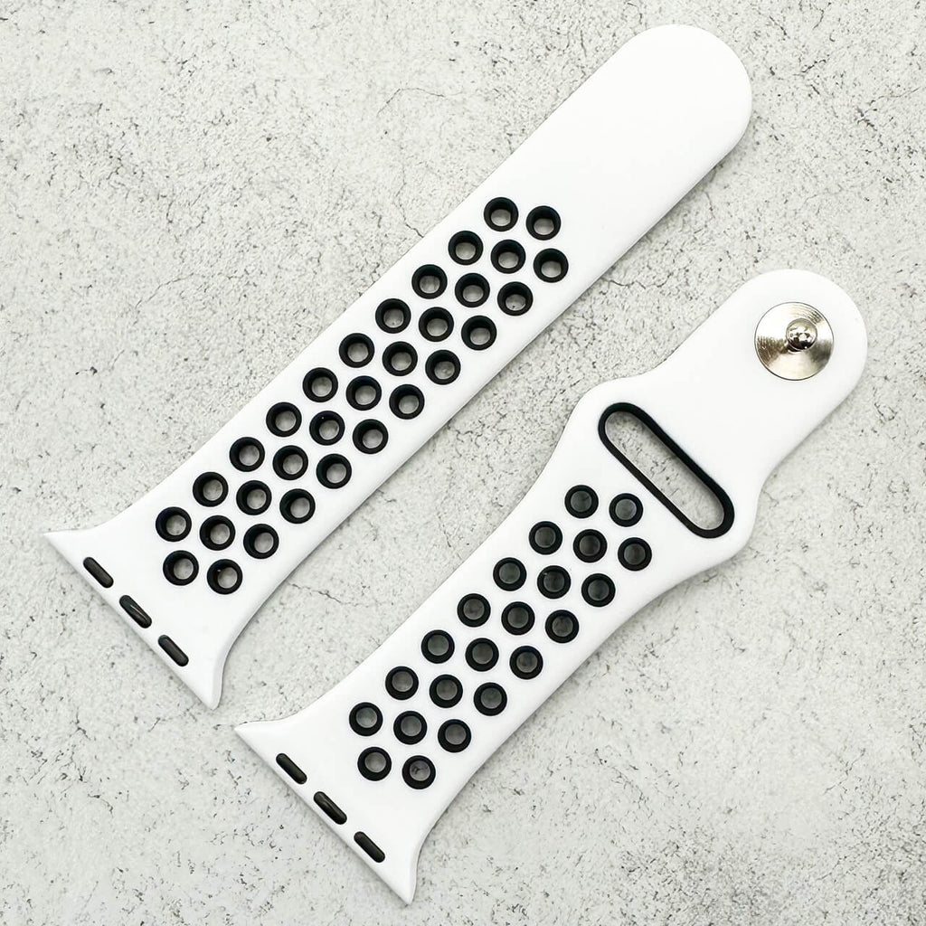 Silicone Sport Watch Strap For Apple Watch | WHITE / BLACK