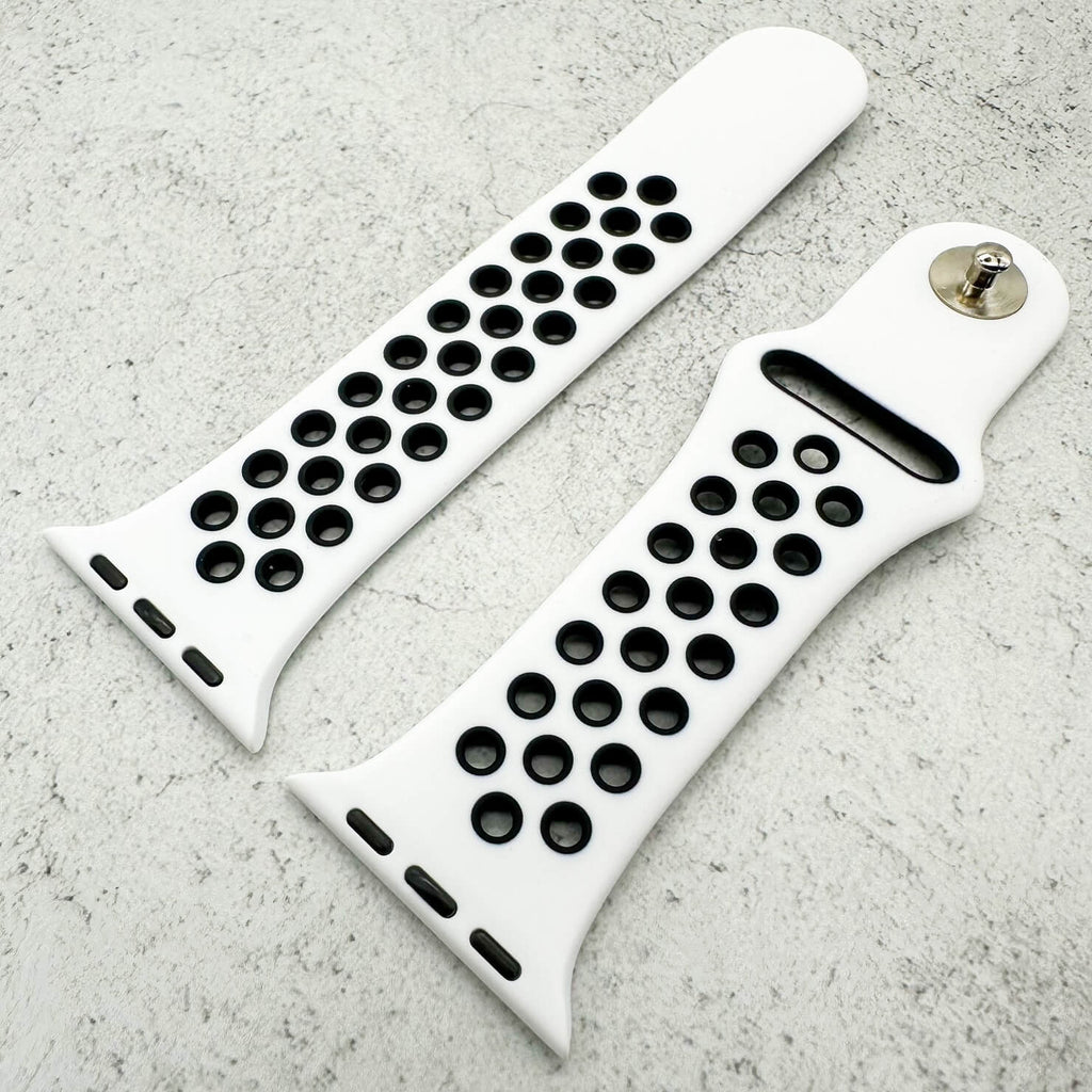 Silicone Sport Watch Strap For Apple Watch | WHITE / BLACK