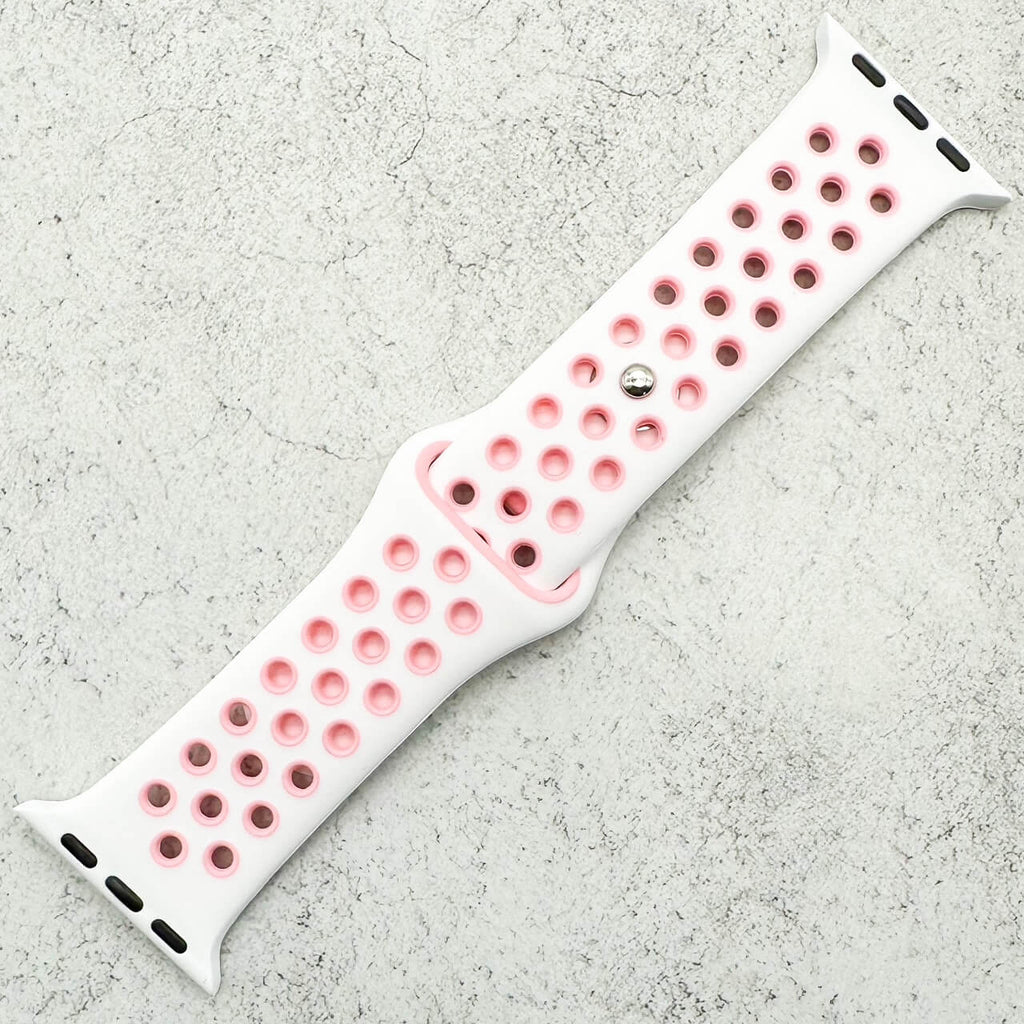 Silicone Sport Watch Strap For Apple Watch | WHITE / PINK