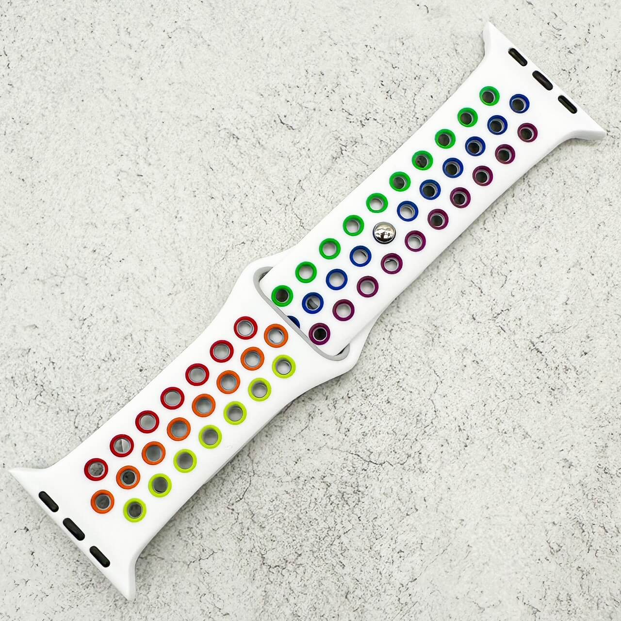 Silicone Sport Watch Strap For Apple Watch | WHITE / RAINBOW