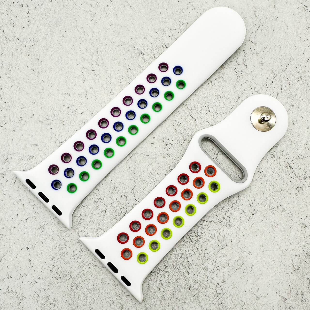 Silicone Sport Watch Strap For Apple Watch | WHITE / RAINBOW