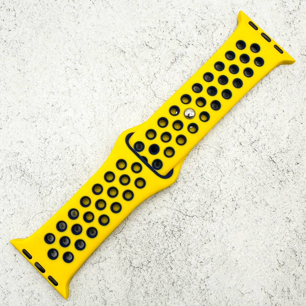 Silicone Sport Watch Strap For Apple Watch | YELLOW / NAVY BLUE