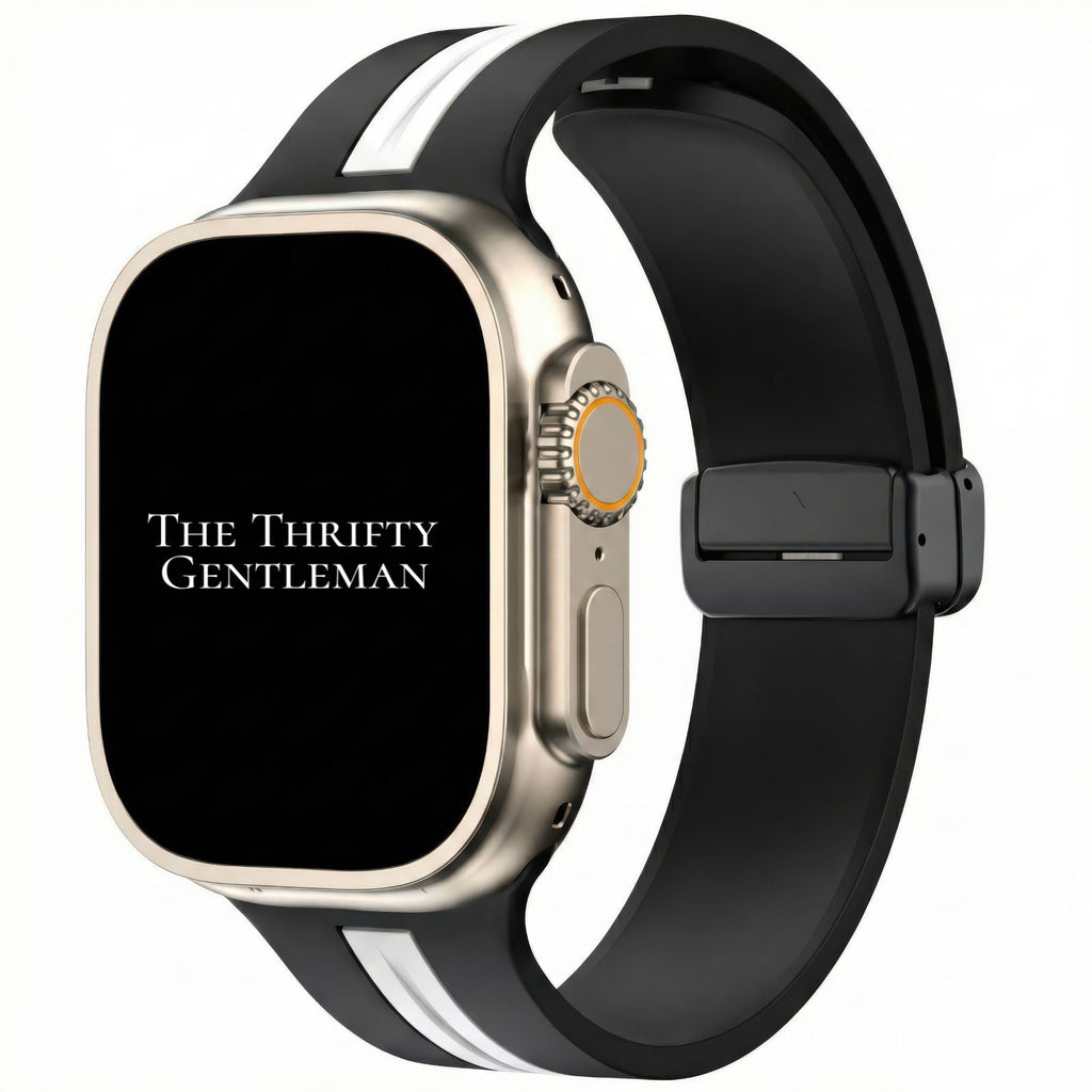 Silicone Strap With Magnetic Clasp For Apple Watch | BLACK / WHITE