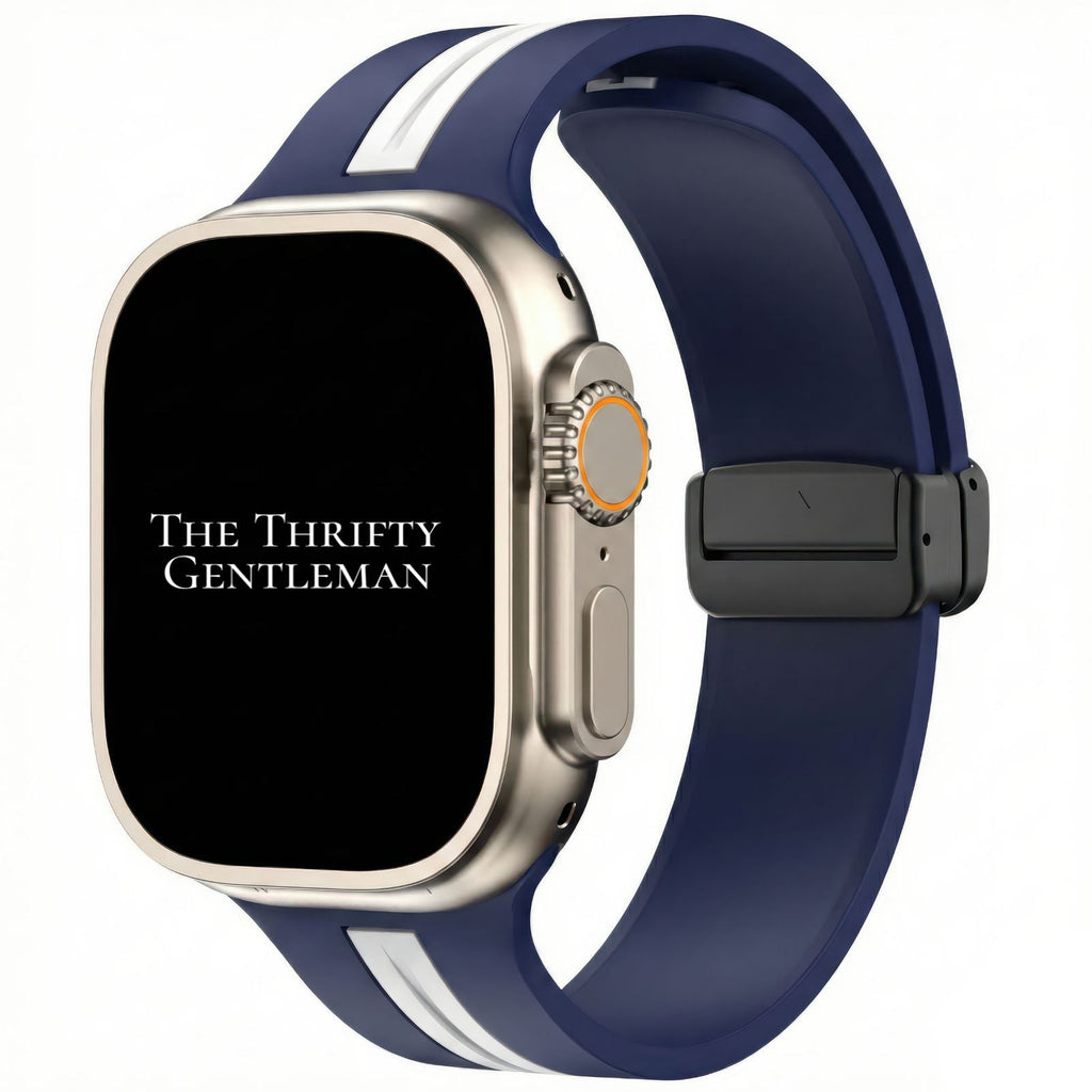 Silicone Strap With Magnetic Clasp For Apple Watch | BLUE / WHITE