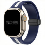 Silicone Strap With Magnetic Clasp For Apple Watch | BLUE / WHITE
