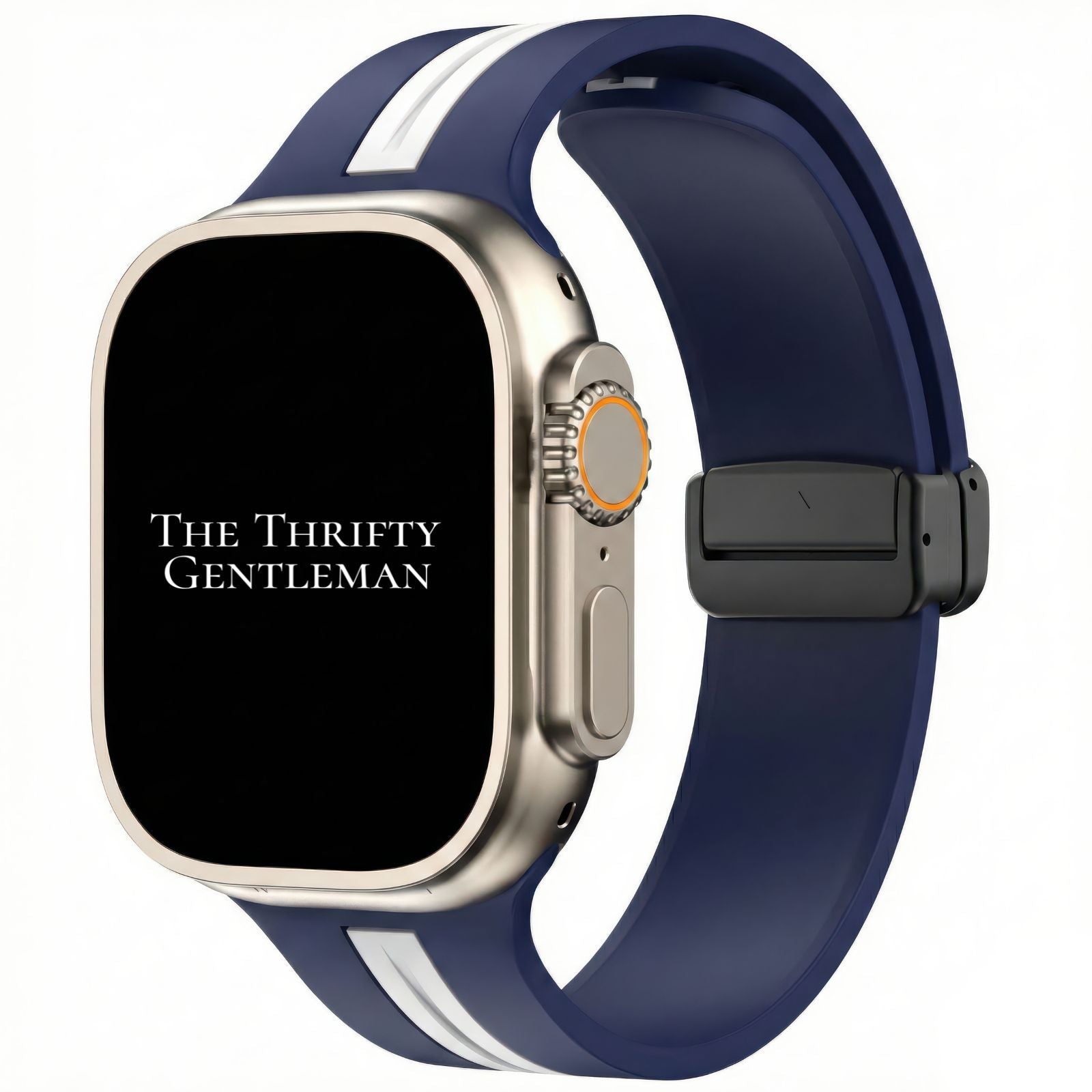 Silicone Strap With Magnetic Clasp For Apple Watch | BLUE / WHITE