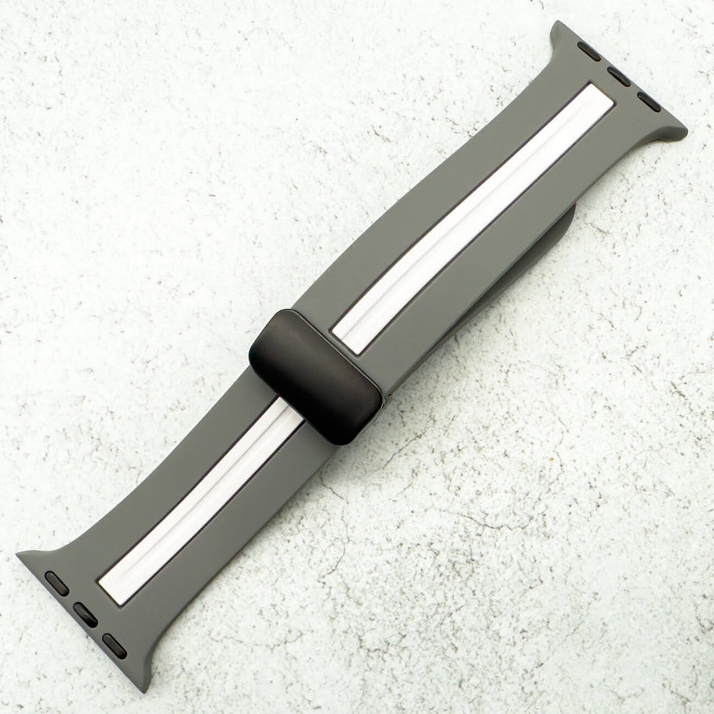 Silicone Strap With Magnetic Clasp For Apple Watch | GREY / WHITE