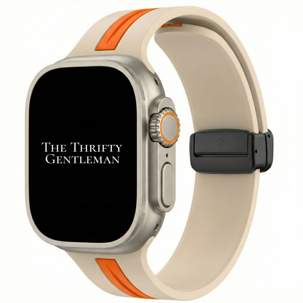 Silicone Strap With Magnetic Clasp For Apple Watch | BEIGE / ORANGE