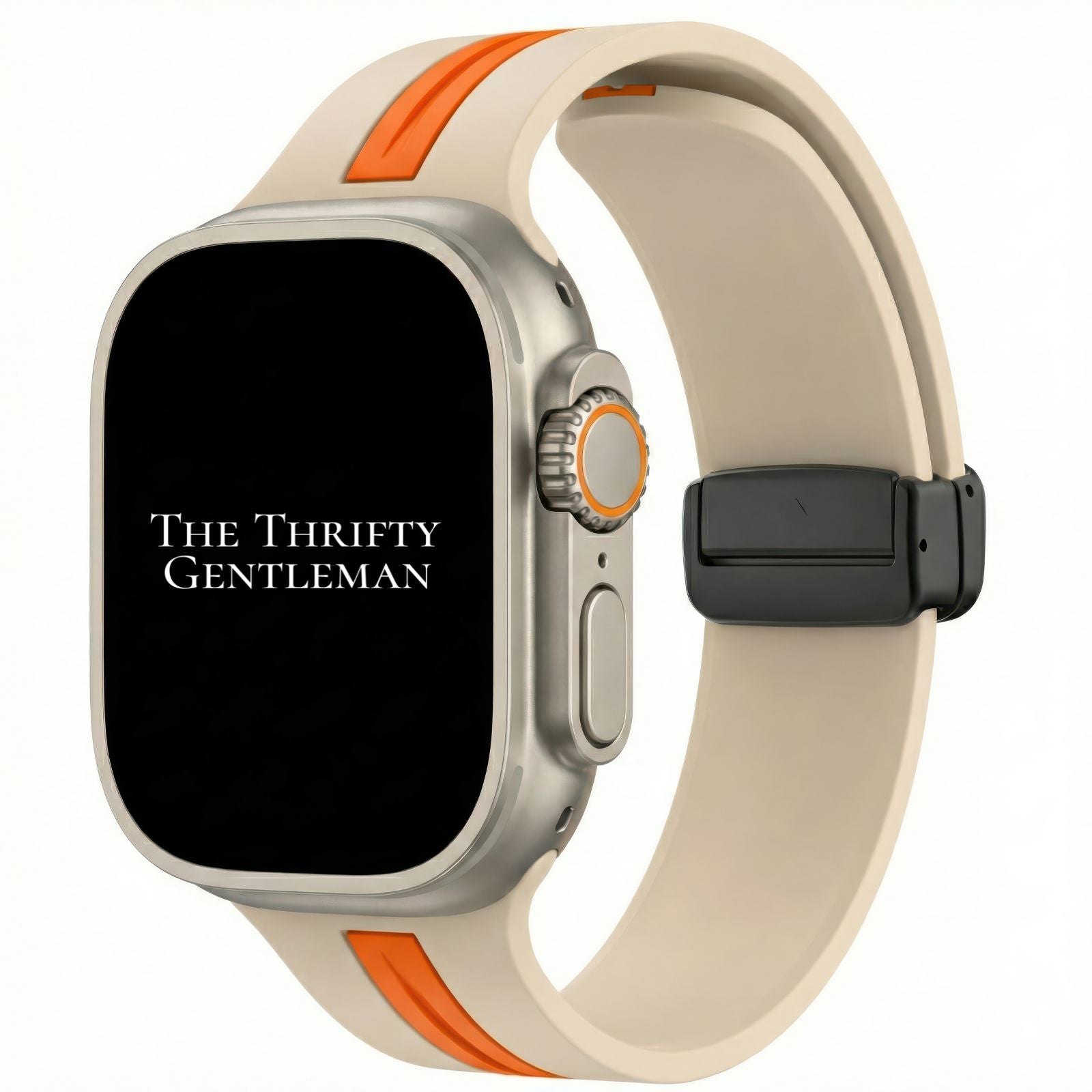 Silicone Strap With Magnetic Clasp For Apple Watch | BEIGE / ORANGE